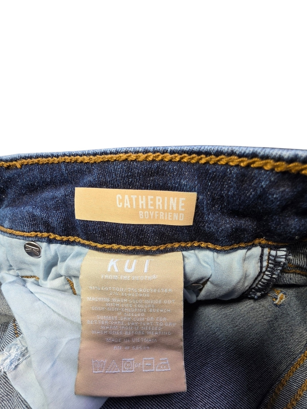 KUT from the Kloth Catherine Boyfriend Jeans Dark Wash Stretch Blue Size 12 - Picture 5 of 11